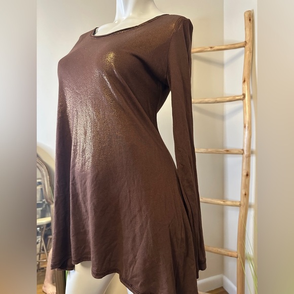 Barbara Lesser Vintage Long Sleeve Tunic Copper Metallic Top - Picture 5 of 8